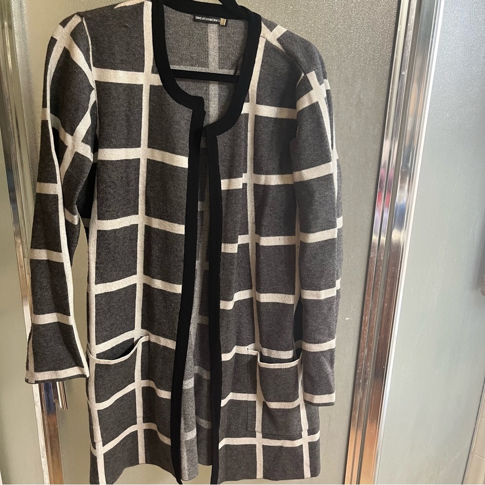 SweaterWorks windowpane cardigan